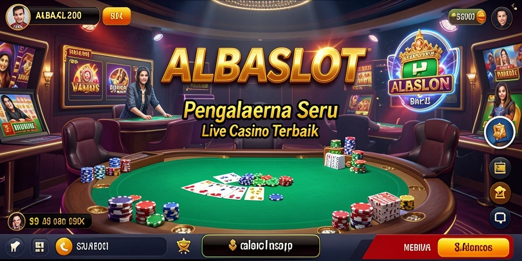 Screenshot utama ALBASLOT menampilkan gameplay Live Casino yang mendebarkan.