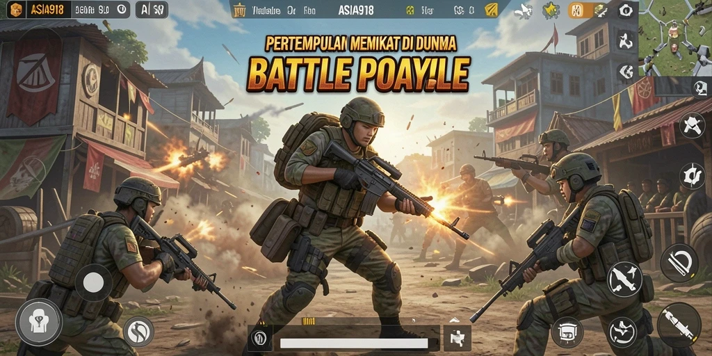 Gambaran aksi mendebarkan dalam gameplay Battle Royale ASIA918.
