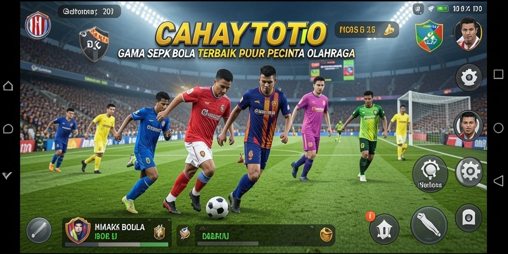 Tampilan gameplay <strong>CAHAYATOTO</strong> yang penuh aksi di lapangan sepak bola.