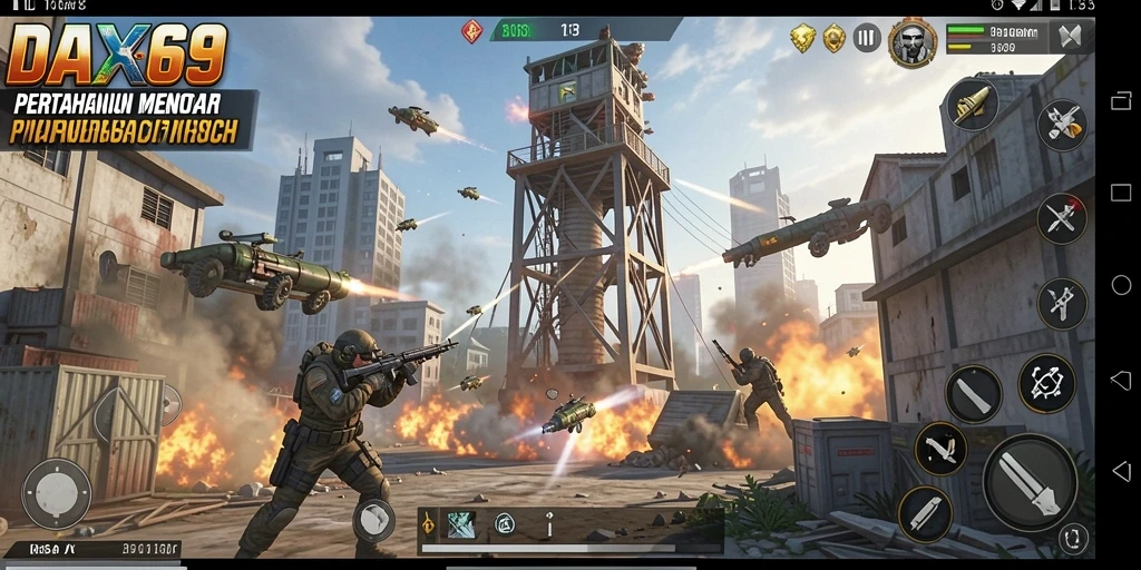 Tampilan gameplay DAX69 dalam Tower Defense yang mendebarkan.