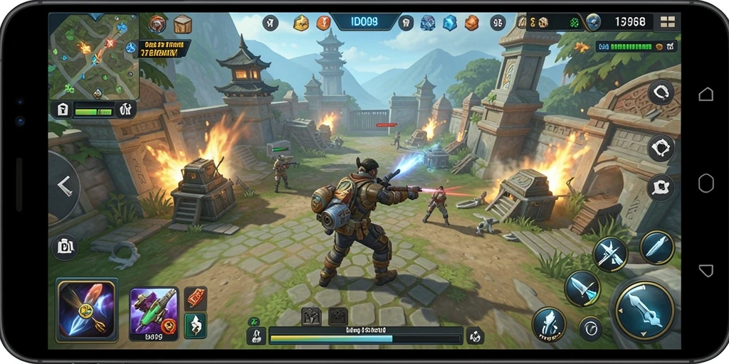 Tangkapan layar gameplay yang menunjukkan strategi dan taktik dalam ID098.