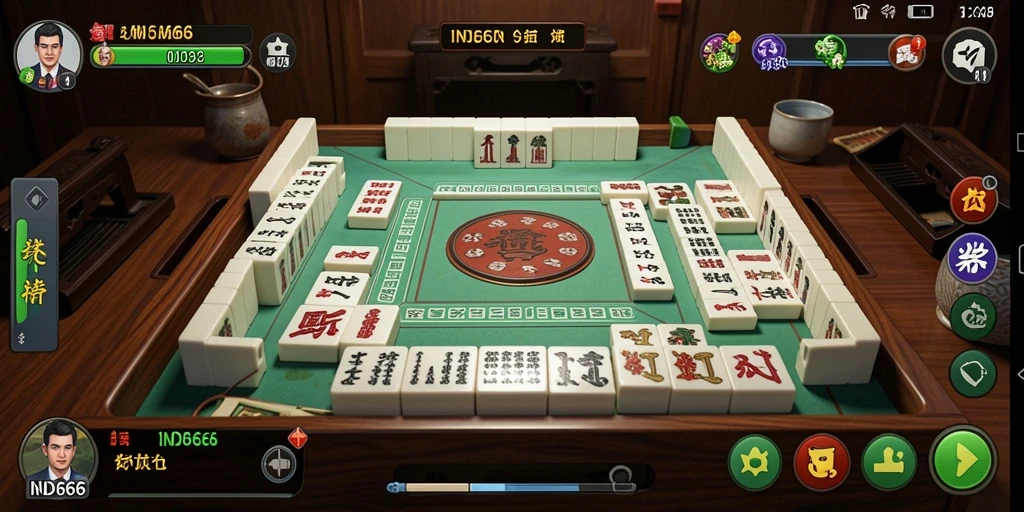 Tampilan gameplay <strong>IND666</strong> yang menarik dengan elemen Mahjong yang klasik.