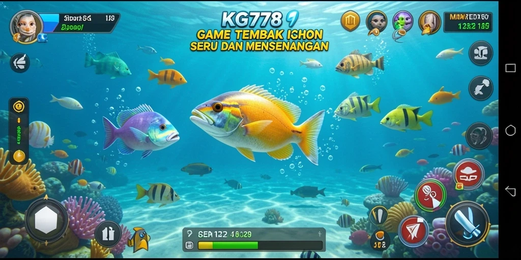 Tampilan gameplay KG778 yang menampilkan aksi tembak ikan.