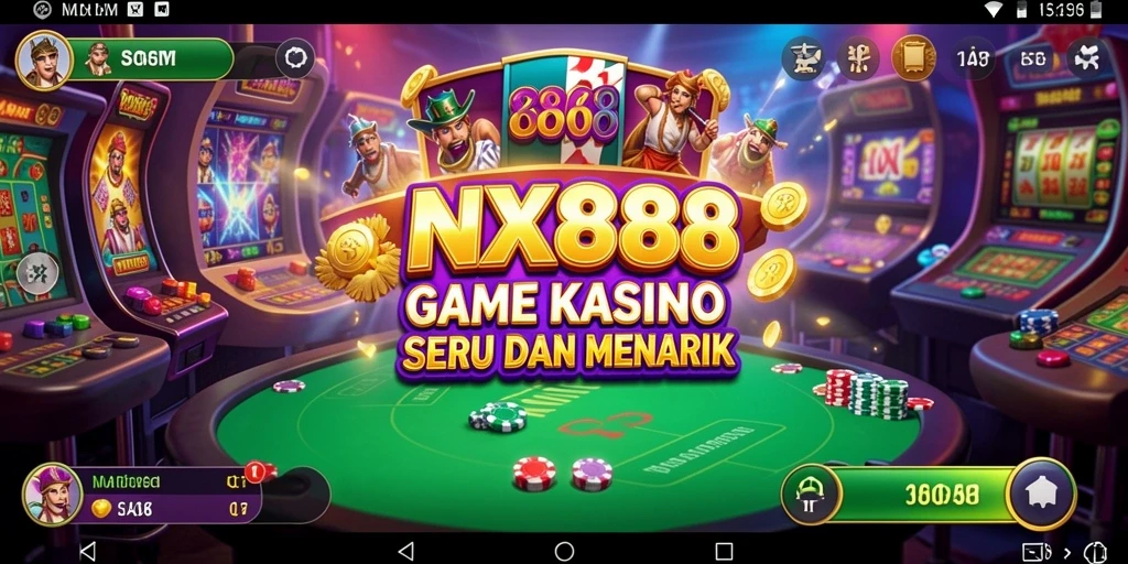 Screenshot NX888 menampilkan gameplay kasino yang mendebarkan dan penuh warna.