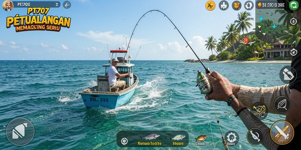 Tangkapan ikan yang mengesankan dalam gameplay PT707.