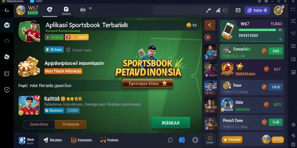 Tampilan utama W67 dengan berbagai pilihan taruhan olahraga.